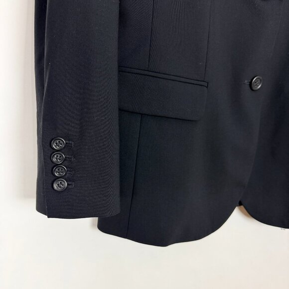 J. Crew Boyfriend Blazer Womens Size 6 Black Longline Wool Blend Single Breasted - Picture 4 of 14